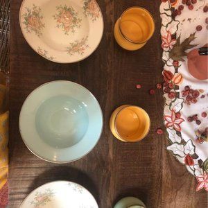 Mackenzie-Childs Campware 3 bowls and three cups.-